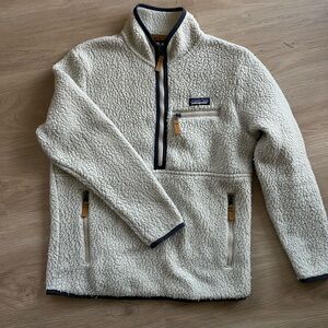 Patagonia Cream Sherpa Quarter-Zip Fleece Pullover